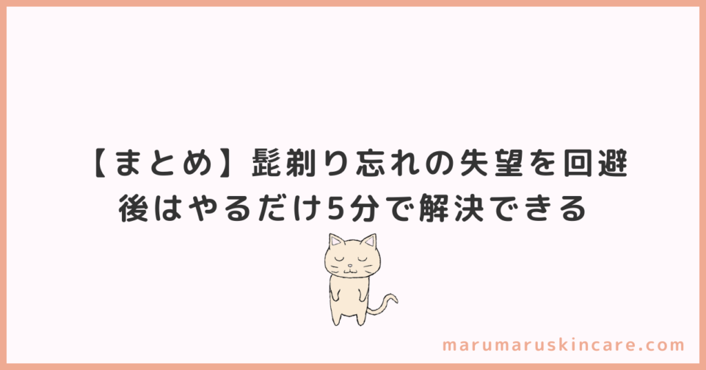 【まとめ】髭剃り忘れの失望を回避。後はやるだけ5分で解決できる